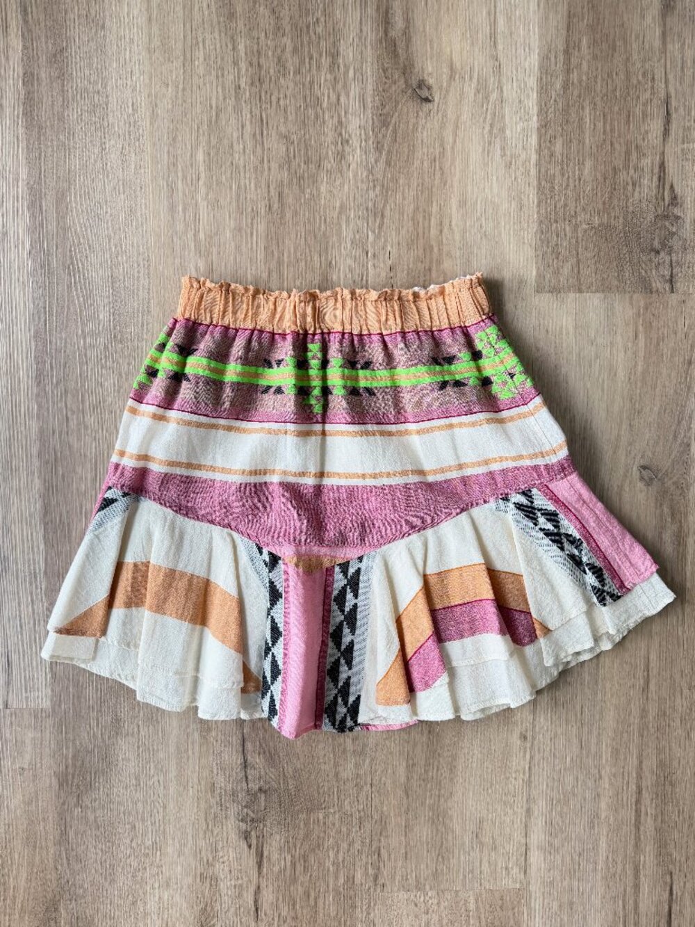 Devotion Twins Aztec Stripe Ruffle Mini Skirt XS